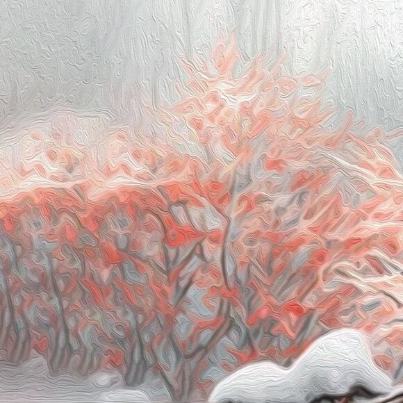 Fox Winter Landscape Snow Covered Trees‎ Watercolor Oil Painting Art Print - Picture 9 of 10